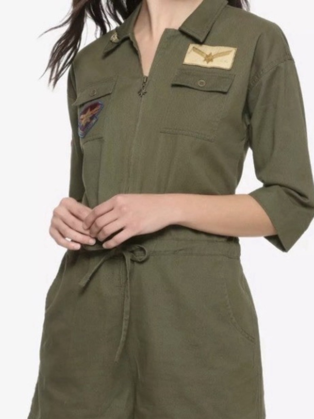 Marvel Women’s Captain Marvel Cargo Romper Flight Suit Green Size XLarge Cosplay